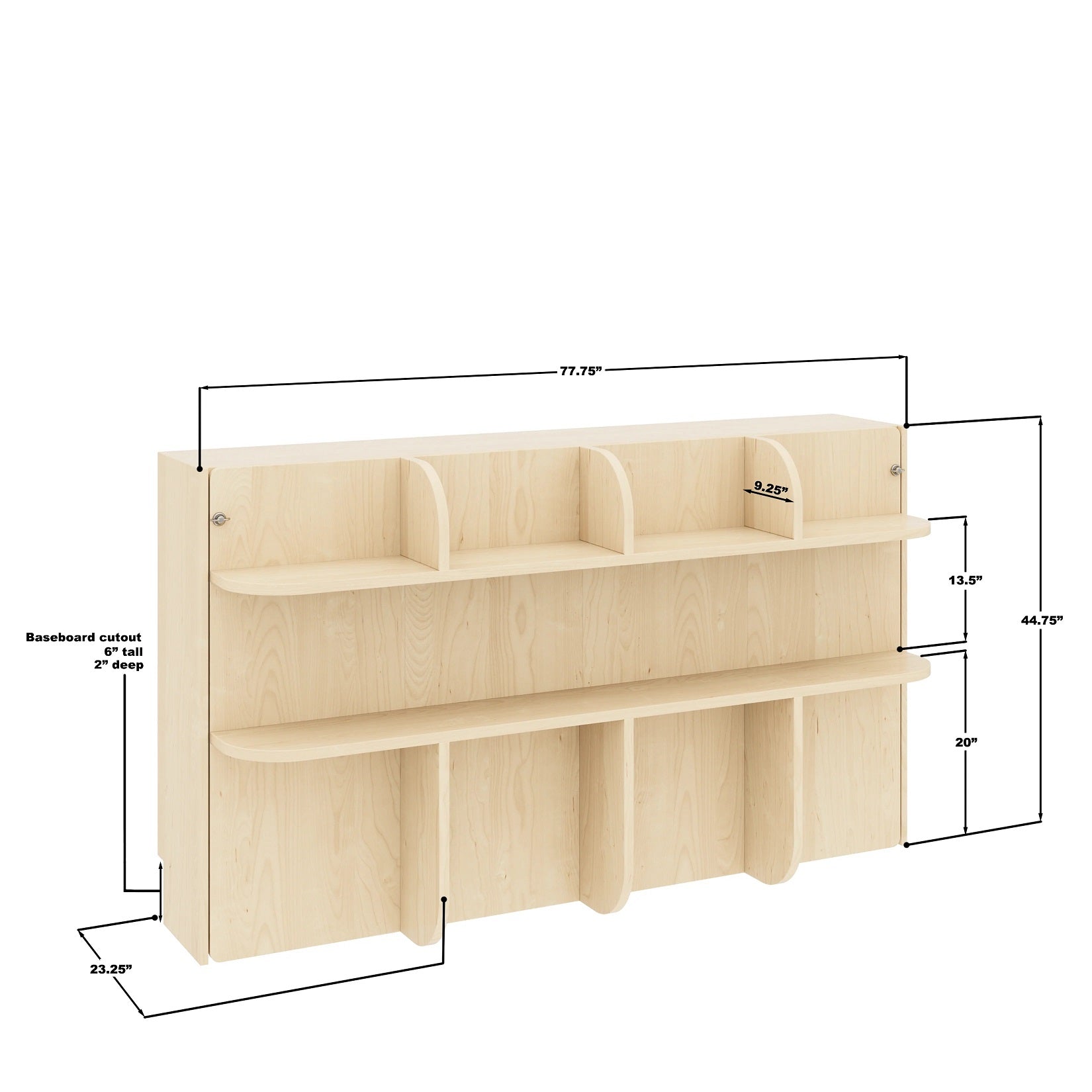 Twin Horizontal Murphy Bed - Closed with Measurements