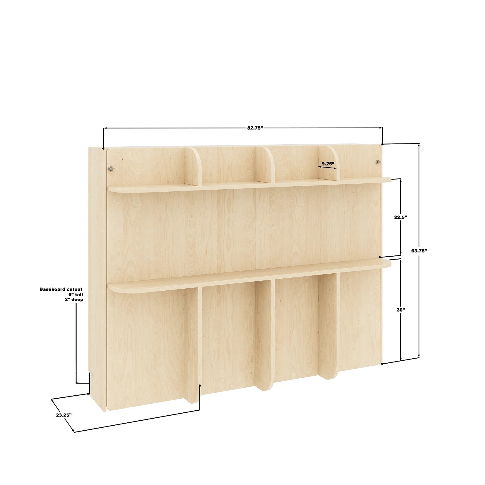 Queen Horizontal Murphy Bed - Closed with Measurements