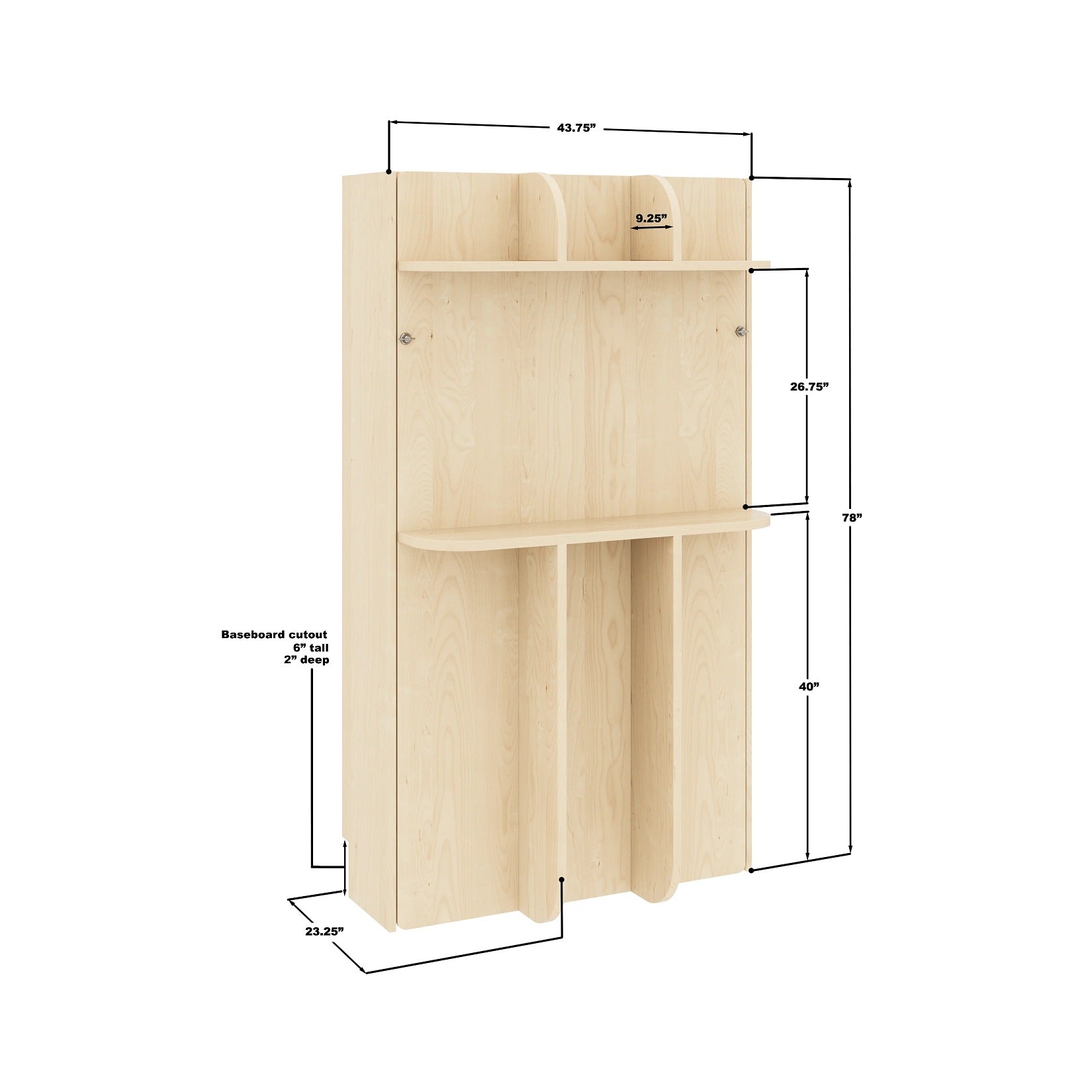 Twin Vertical Murphy Bed - Closed with Measurements